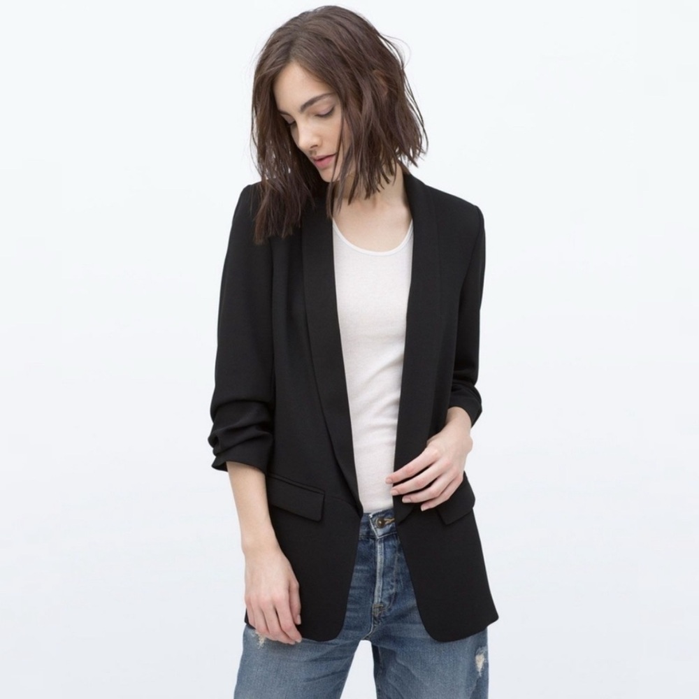 Tuxedo Blazer with 3/4 length pushed-up sleeves